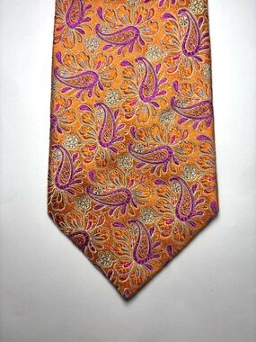 DUCHAMP London Orange Paisley Silk Tie